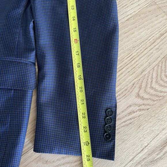 Canali 1934 Suit/Sport Coat Blue Grey Check 42R Dual Vents 2 Button 100% Wool - Picture 9 of 13